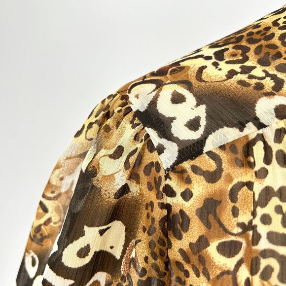 Essentials by Milano Leopard Print Sheer Peplum Blouse - Picture 3 of 8